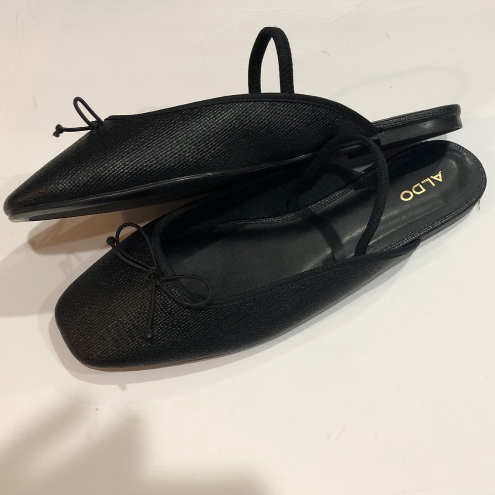 Aldo black karine front strap bow top‎ mary jane style mule slides flats size 11